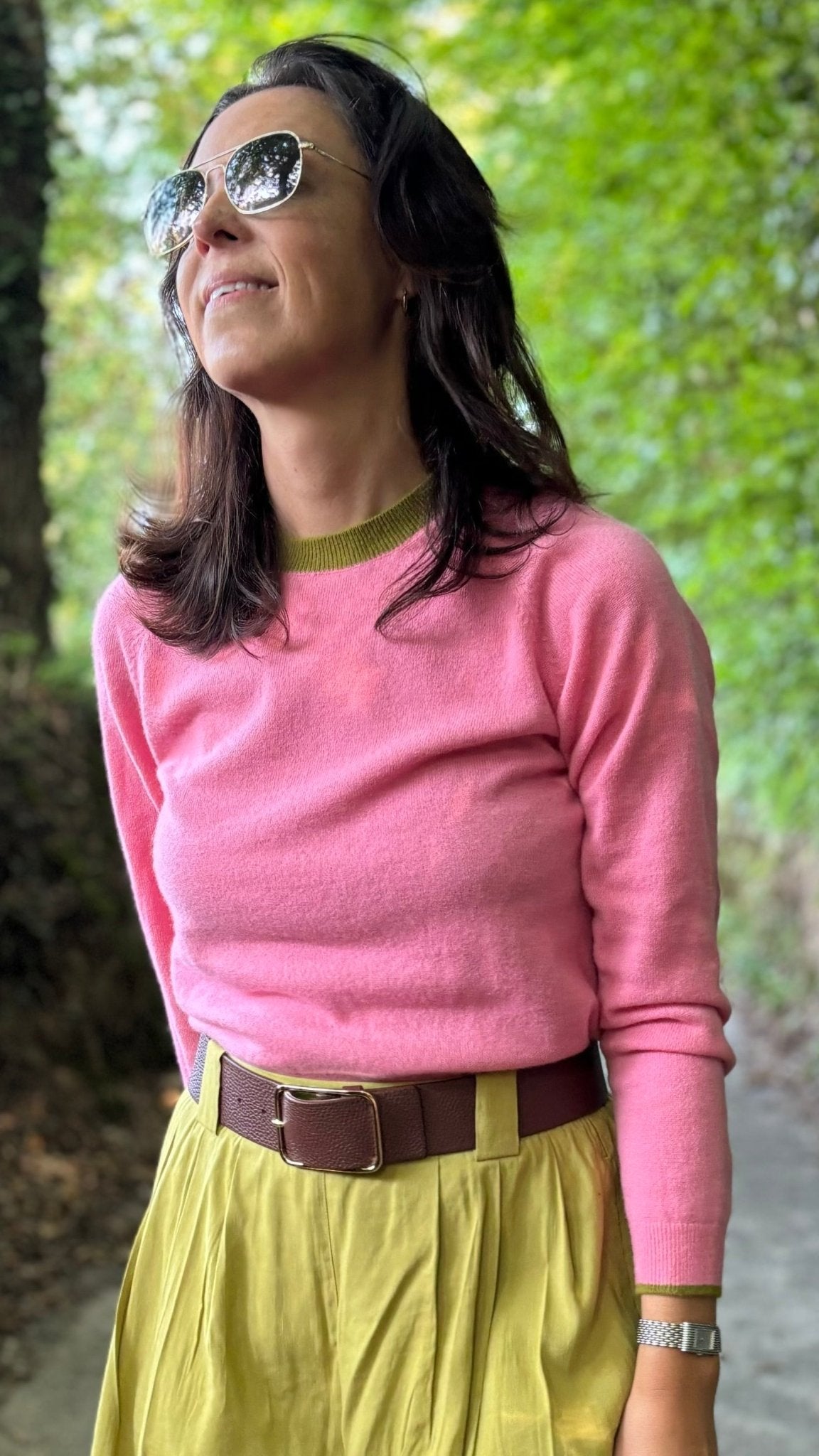 Le pull col rond cachemire - rose - MAB