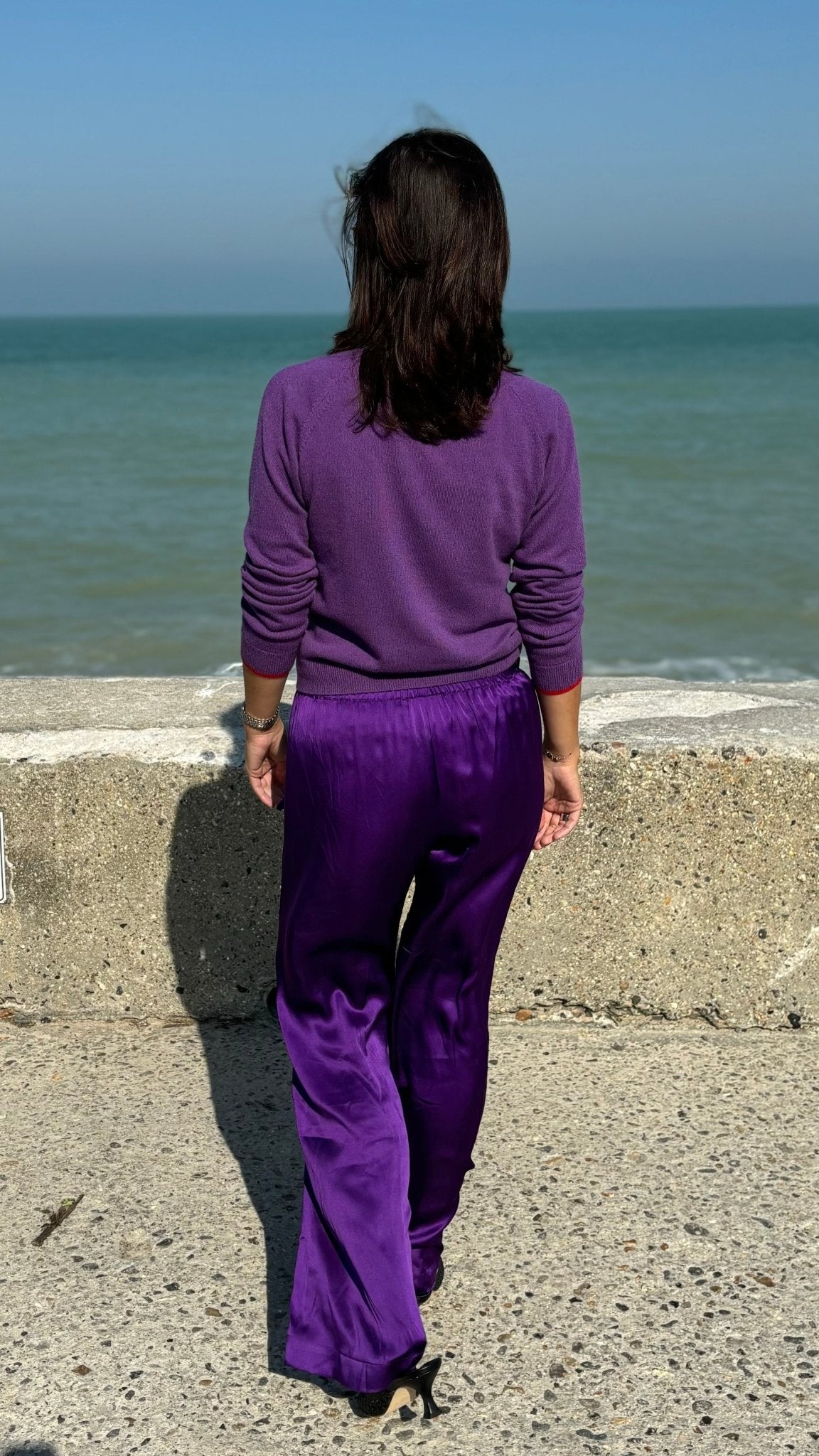 Le pull col rond cachemire - violet - MAB